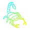 A creative cold gradient line drawing cartoon scorpion