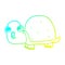 A creative cold gradient line drawing cartoon shocked turtle