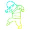 A creative cold gradient line drawing cartoon sneaking thief