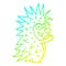 A creative cold gradient line drawing cartoon spiky hedgehog