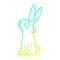 A creative cold gradient line drawing cartoon startled rabbit