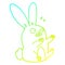 A creative cold gradient line drawing cartoon startled rabbit