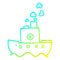 A creative cold gradient line drawing cartoon steam boat