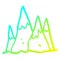 A creative cold gradient line drawing cartoon tall mountains