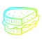 A creative cold gradient line drawing cartoon toasted sandwich