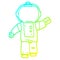 A creative cold gradient line drawing cartoon walking astronaut