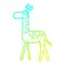 A creative cold gradient line drawing cartoon walking giraffe