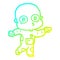 A creative cold gradient line drawing cartoon weird bald spaceman