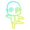 A creative cold gradient line drawing cartoon weird bald spaceman dancing