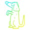 A creative cold gradient line drawing cartoon well behaved dog