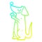 A creative cold gradient line drawing cartoon well behaved dog