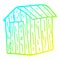 A creative cold gradient line drawing cartoon wooden shed