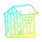 A creative cold gradient line drawing cartoon wooden shed