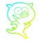 A creative cold gradient line drawing cheerful running pig cartoon