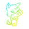 A creative cold gradient line drawing clever cartoon fox