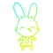 A creative cold gradient line drawing curious bunny cartoon