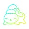 A creative cold gradient line drawing cute cartoon christmas cat