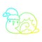 A creative cold gradient line drawing cute cartoon christmas snail