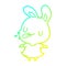 A creative cold gradient line drawing cute rabbit blowing raspberry