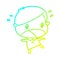 A creative cold gradient line drawing cute shocked man