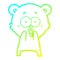 A creative cold gradient line drawing excited teddy bear cartoon