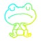 A creative cold gradient line drawing frog waiting patiently