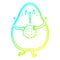 A creative cold gradient line drawing happy cartoon avocado laughing