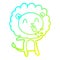 A creative cold gradient line drawing happy cartoon lion