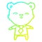 A creative cold gradient line drawing happy cartoon polar bear office worker