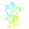 A creative cold gradient line drawing howling office wolf cartoon