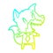 A creative cold gradient line drawing laughing fox in shirt and tie