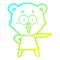 A creative cold gradient line drawing laughing pointing teddy bear cartoon