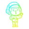 A creative cold gradient line drawing singing cartoon astronaut