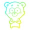 A creative cold gradient line drawing surprised bear cartoon