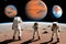 Creative collage of mars planet with astronauts earth