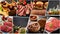 Creative collage of a variety of barbecue foods