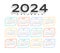 Creative and colorful 2024 new year english calendar template