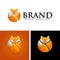 Creative colorful fox logo design in circle, modern fox logo concept, previews black and white template icon