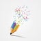 Creative colorful music pencil. Writing concept. Vector