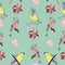 Creative and colorful nature birds and flowers seamless pattern vector