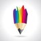 Creative colorful pencil icon on white background