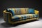 A creative, colourful, and stylish sofa in the interior, AI generated