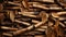 Creative Commons Attribution: Large Stack Of Wooden Pieces With Dried Leaves
