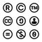 Creative Commons License Icons and Registered Trademark Copyright Icon Set