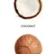 Creative concept of coconut. Healthy food and cosmetics.