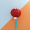 Creative Concept : Red tomatoes impaled on stainless kitchen knives on Orange and blue pastel background. minimal food idea