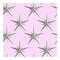 Creative concept. repeating pattern of silver color stars on a pink background. white frame, square