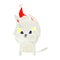 A creative confused retro cartoon of a cat wearing santa hat