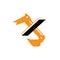 creative construction machine letter X excavator logo design vector