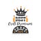 Creative craft beer logo template with crown for brewing company. Alcoholic beverage. Black and orange. Vector element